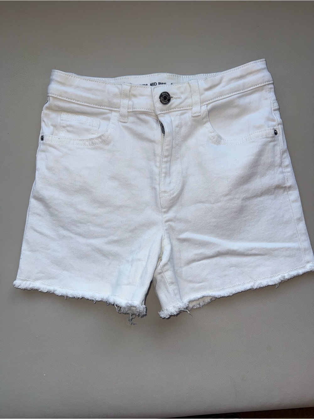 Denim&Co White Frayed-Hem Girls Denim Shorts